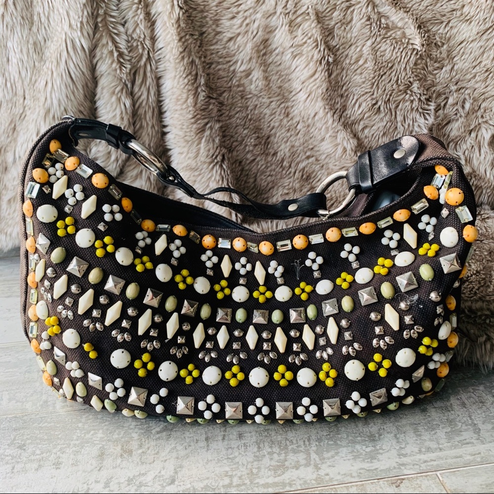 Chloe Beaded Studded Heavy Leather Big Hobo Slouchy Bag - Picture 2 of 16